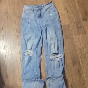 Light Blue Distressed Women Jeans